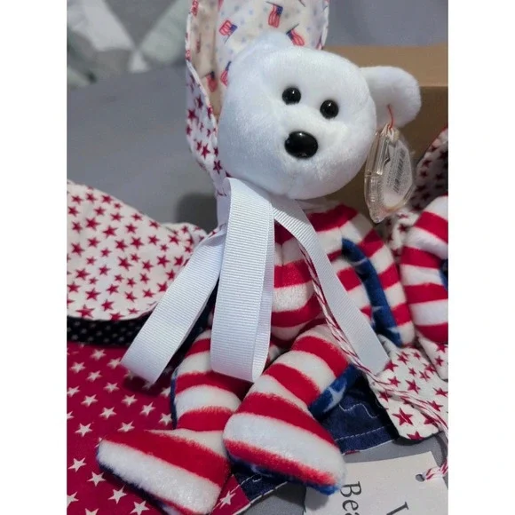 Ty Patriotic‎ Beanie Babies USA Liberty With Blankets 2 In Lot - Picture 2 of 4